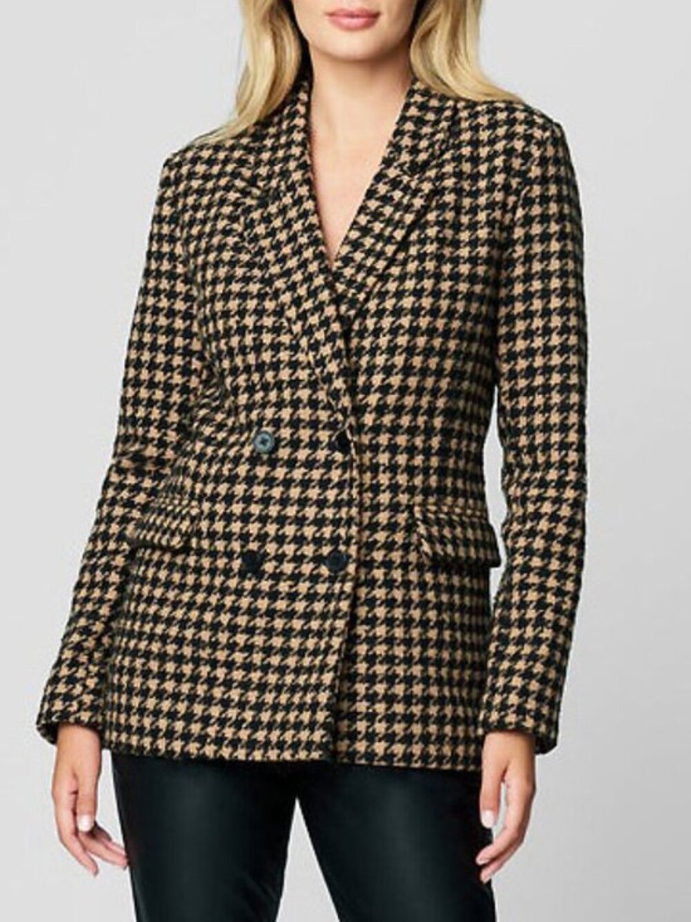 EUC BLANKNYC Book Club Houndstooth Blazer Camel Black Large